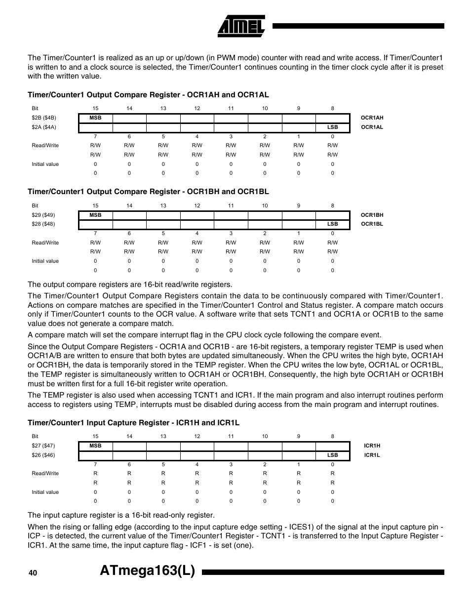Atmega163(l) | Rainbow Electronics ATmega163L User Manual | Page 40 / 156