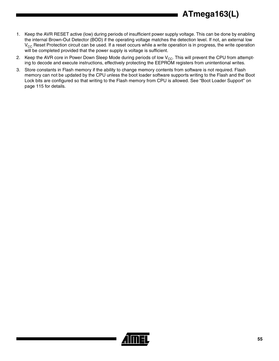 Atmega163(l) | Rainbow Electronics ATmega163L User Manual | Page 55 / 156