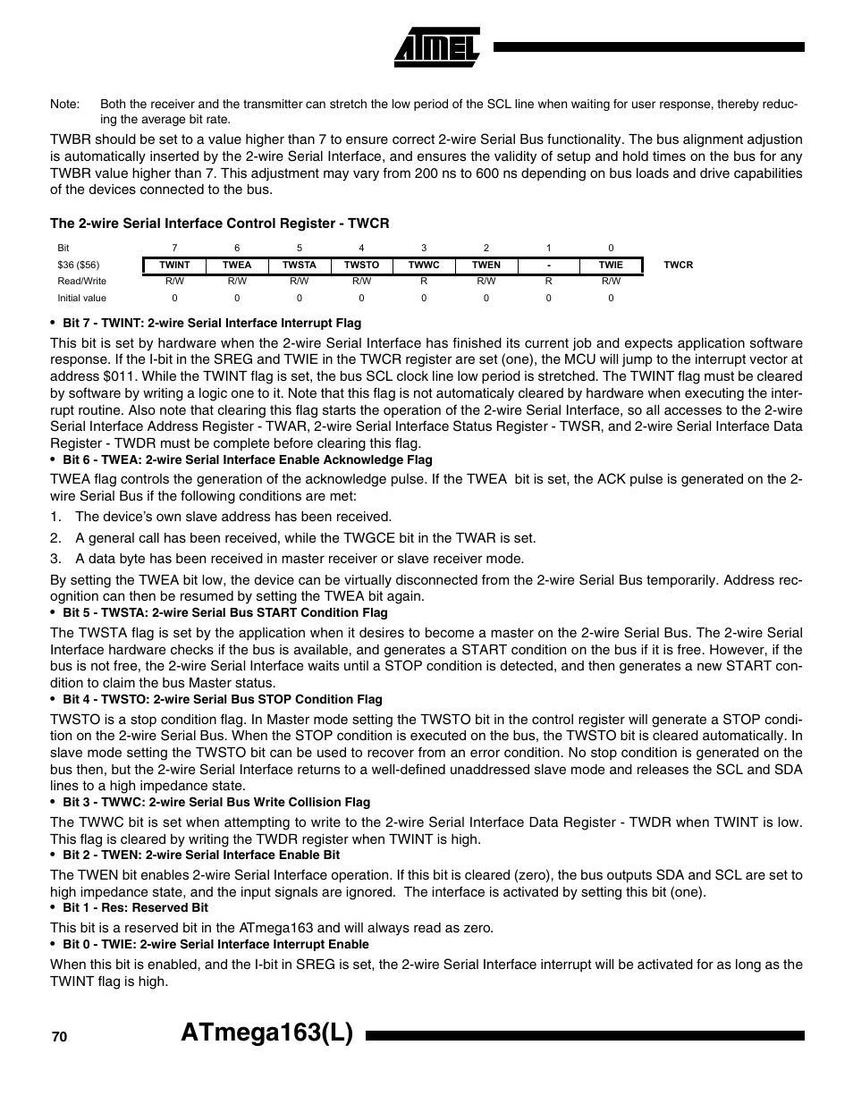 Atmega163(l) | Rainbow Electronics ATmega163L User Manual | Page 70 / 156