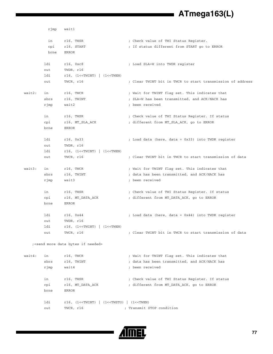 Atmega163(l) | Rainbow Electronics ATmega163L User Manual | Page 77 / 156