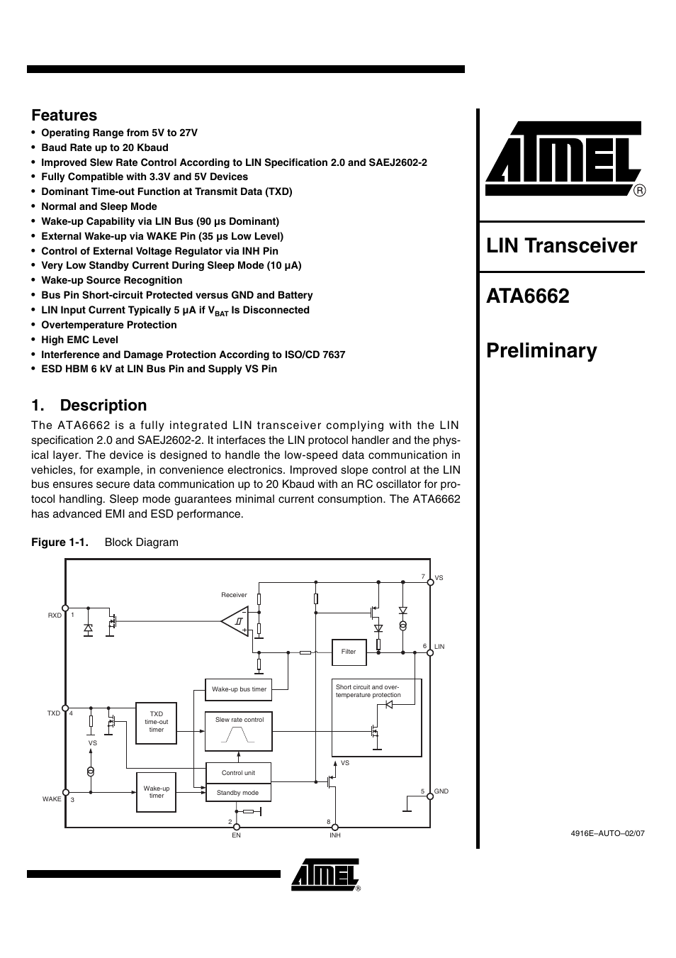 Rainbow Electronics ATA6662 User Manual | 16 pages