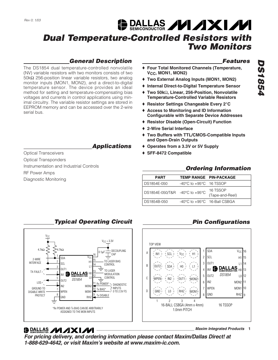 Rainbow Electronics DS1854 User Manual | 22 pages