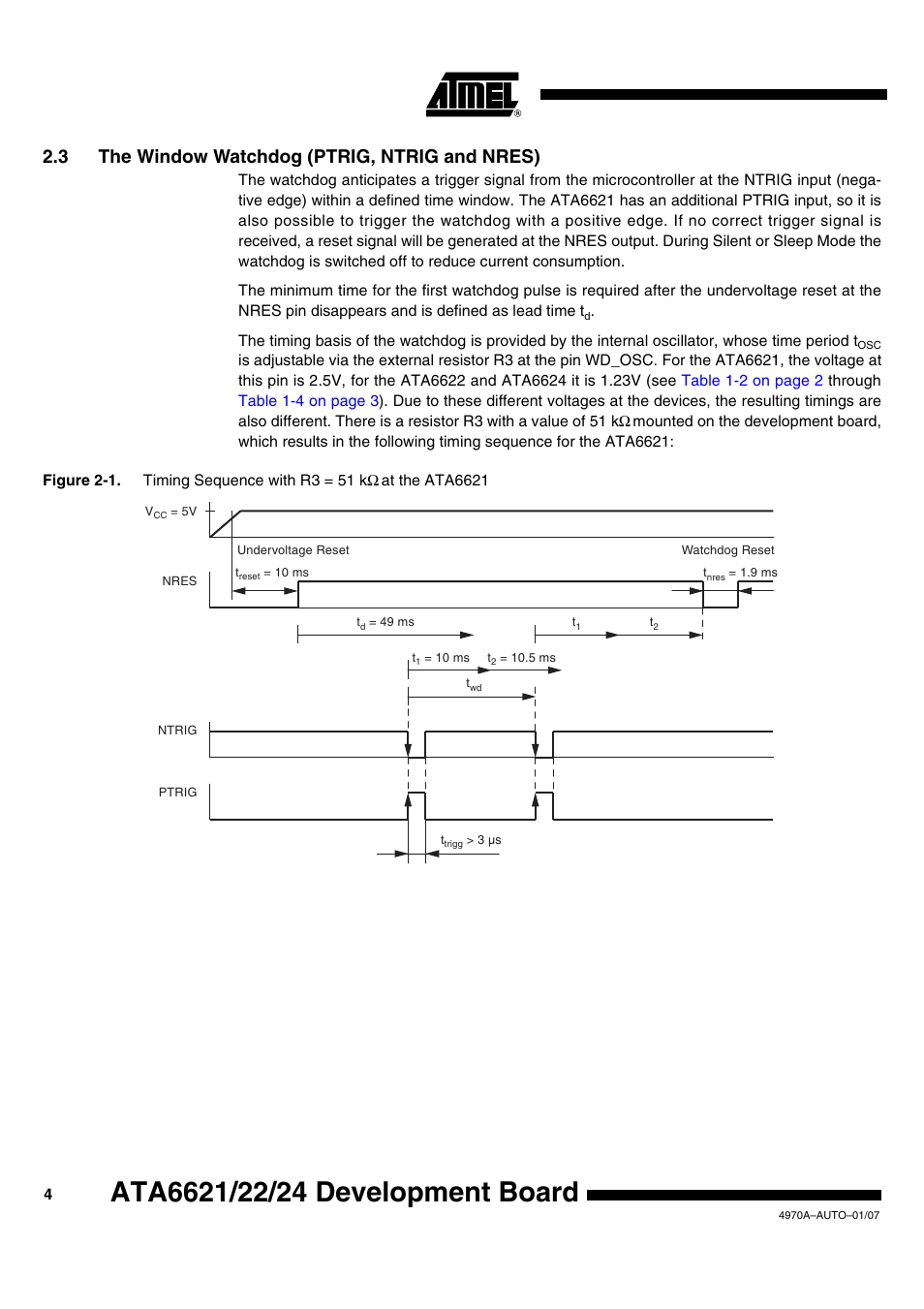 3 the window watchdog (ptrig, ntrig and nres) | Rainbow Electronics ATA6626 User Manual | Page 4 / 17