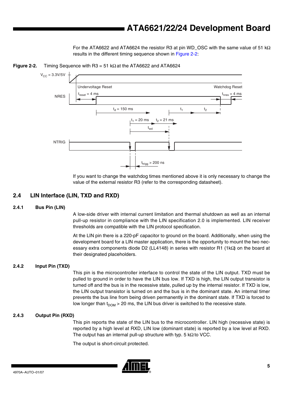 4 lin interface (lin, txd and rxd) | Rainbow Electronics ATA6626 User Manual | Page 5 / 17