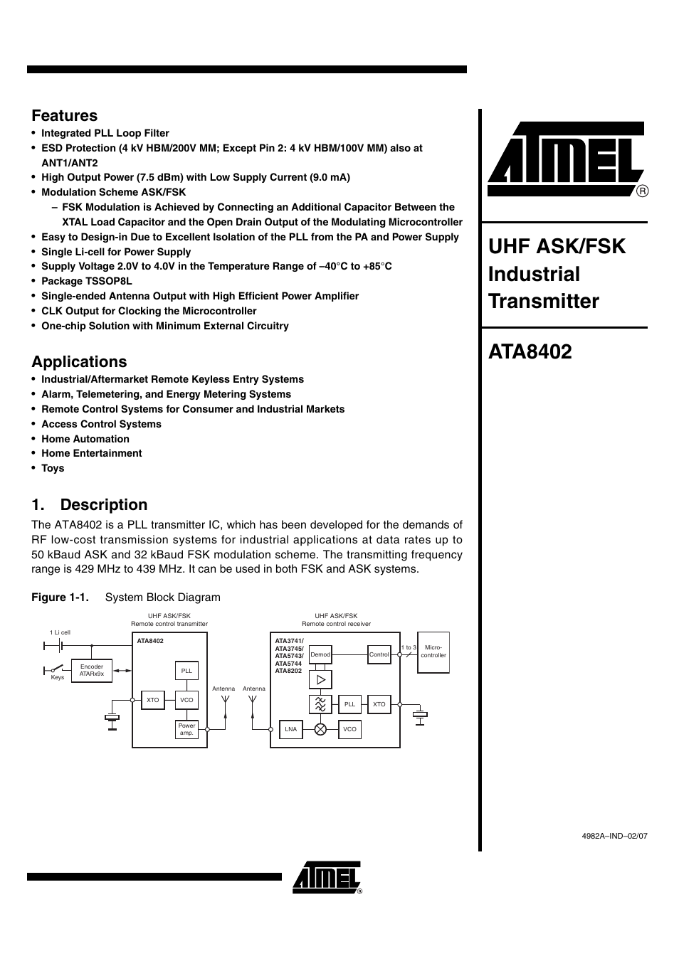 Rainbow Electronics ATA8402 User Manual | 12 pages