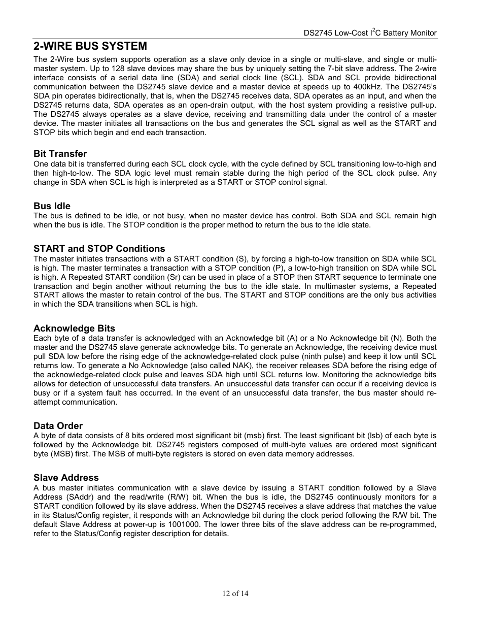 Wire bus system | Rainbow Electronics DS2745 User Manual | Page 12 / 14
