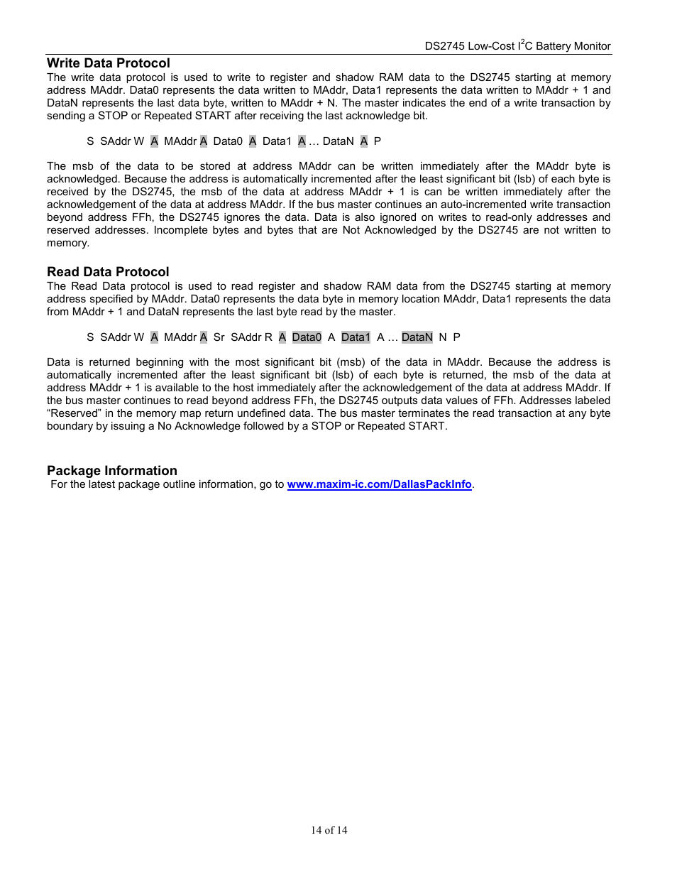 Rainbow Electronics DS2745 User Manual | Page 14 / 14