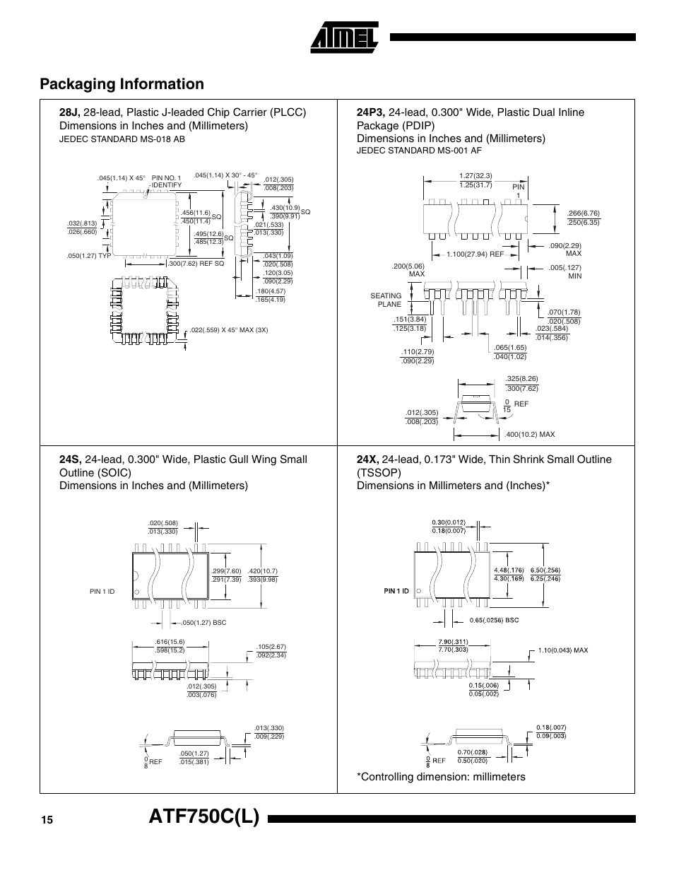 Atf750c(l), Packaging information | Rainbow Electronics ATF750CL User Manual | Page 15 / 16