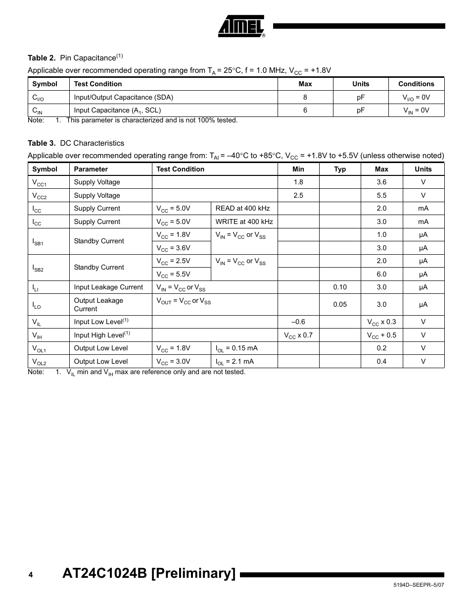 Rainbow Electronics AT24C1024B User Manual | Page 4 / 21