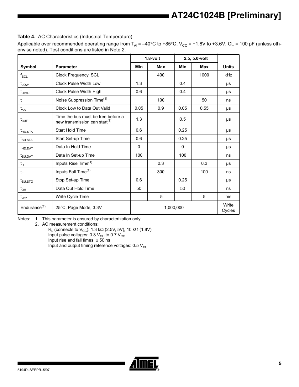 Rainbow Electronics AT24C1024B User Manual | Page 5 / 21