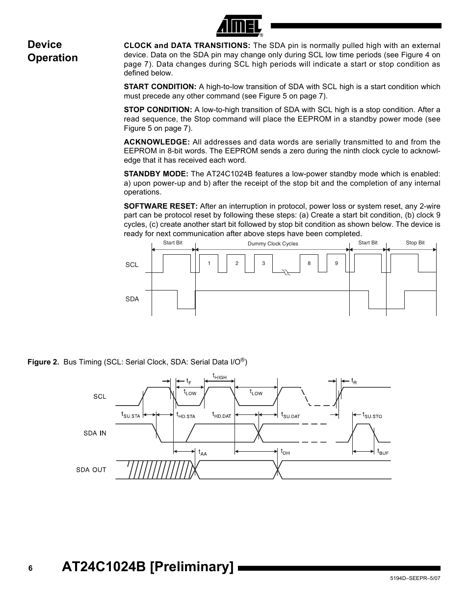 Device operation | Rainbow Electronics AT24C1024B User Manual | Page 6 / 21