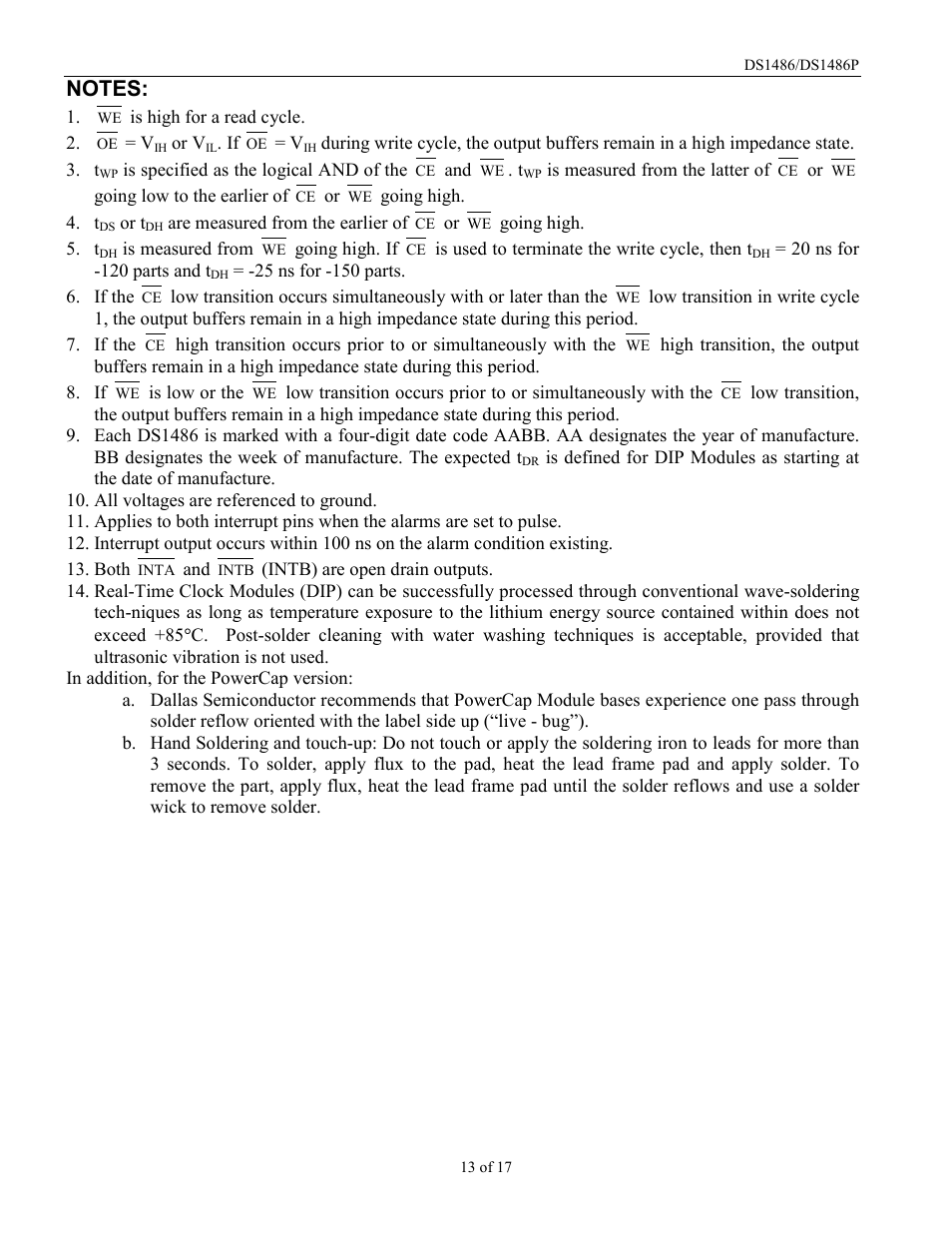 Rainbow Electronics DS1486P User Manual | Page 13 / 17