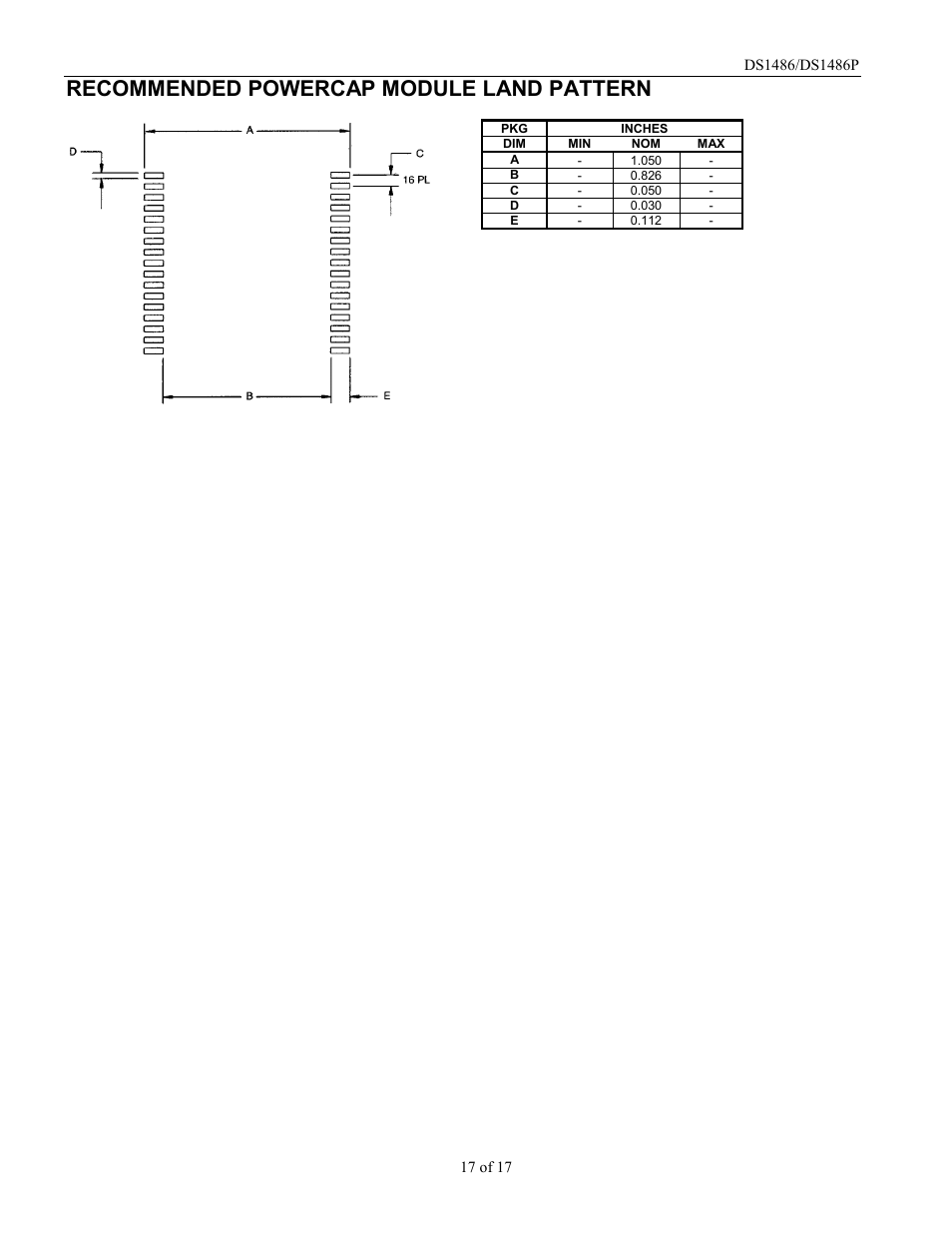 Recommended powercap module land pattern | Rainbow Electronics DS1486P User Manual | Page 17 / 17