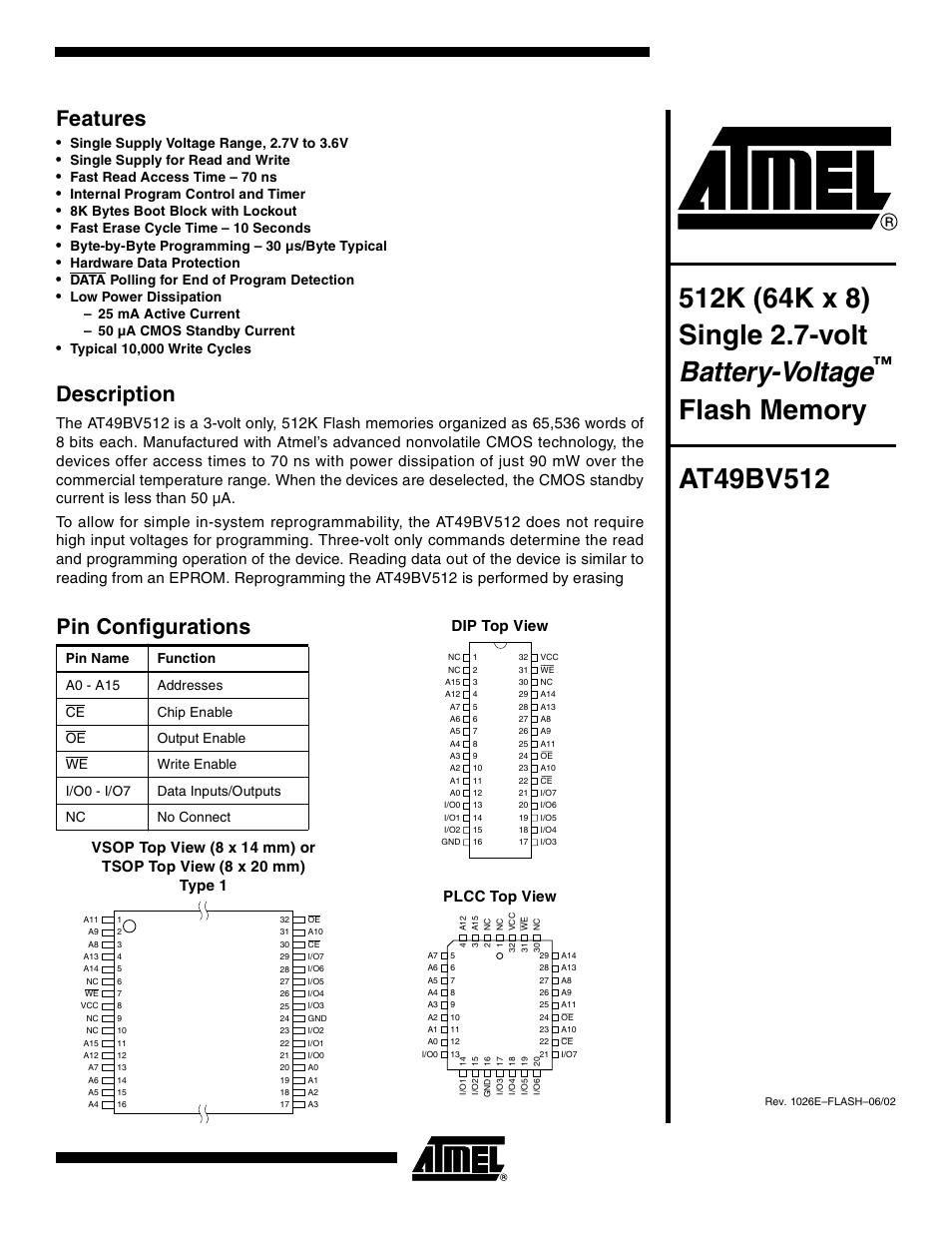 Rainbow Electronics AT49BV512 User Manual | 17 pages