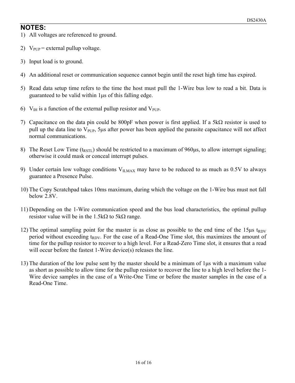 Rainbow Electronics DS2430A User Manual | Page 16 / 16