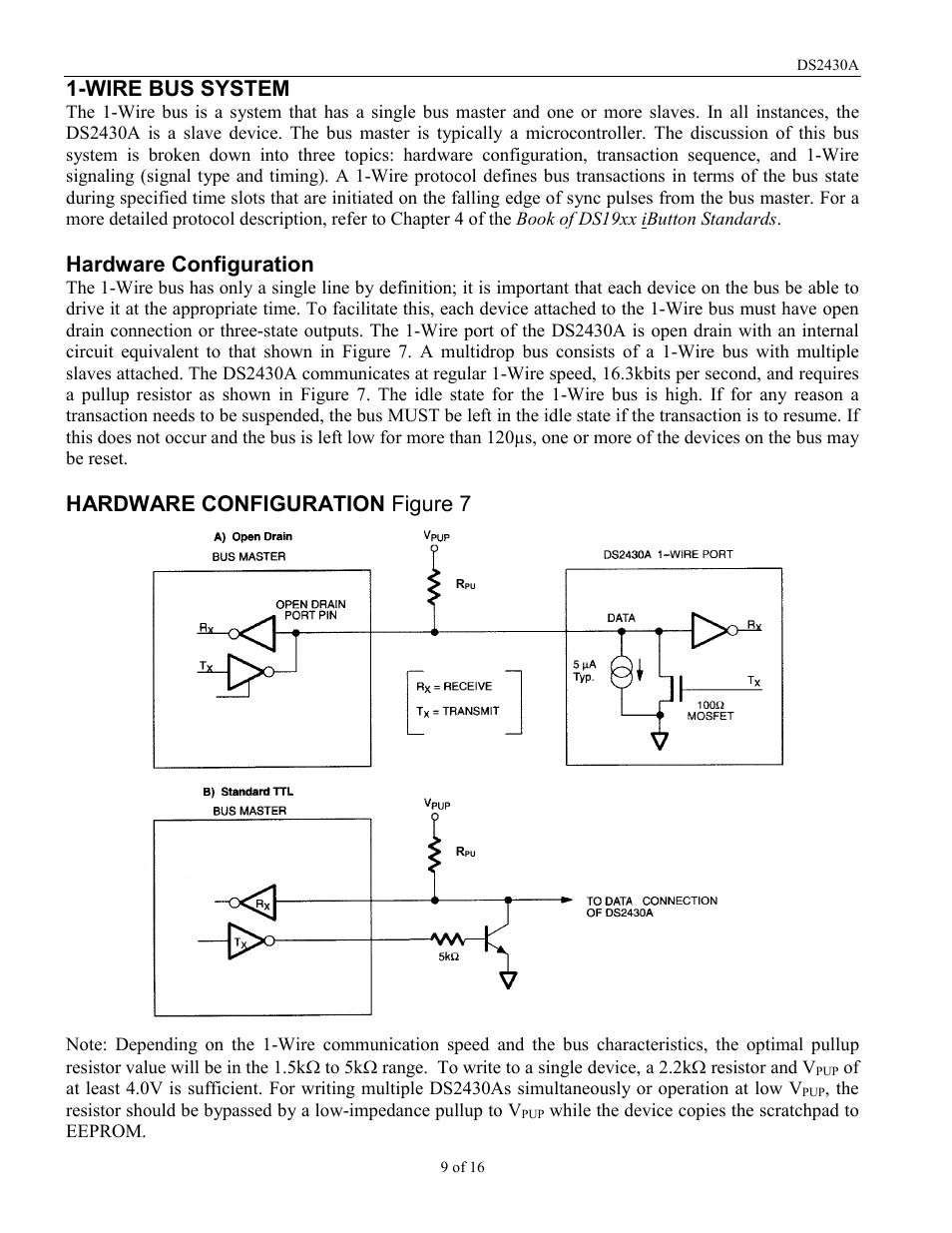 Wire bus system, Hardware configuration, Hardware configuration figure 7 | Rainbow Electronics DS2430A User Manual | Page 9 / 16