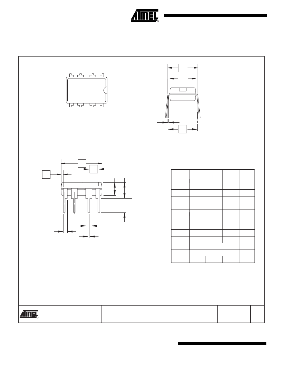 Packaging information, 8p3 – pdip, Top view side view end view | Rainbow Electronics AT25040A User Manual | Page 16 / 18