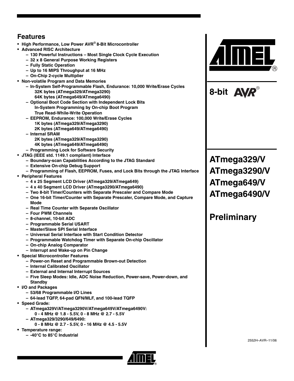 Rainbow Electronics ATmega3290P_V User Manual | 375 pages