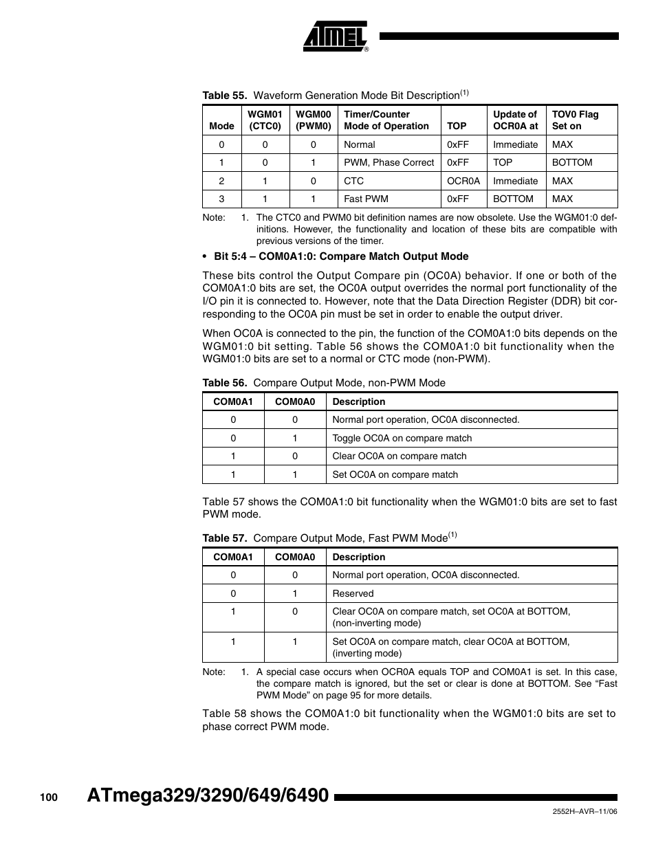 Rainbow Electronics ATmega3290P_V User Manual | Page 100 / 375