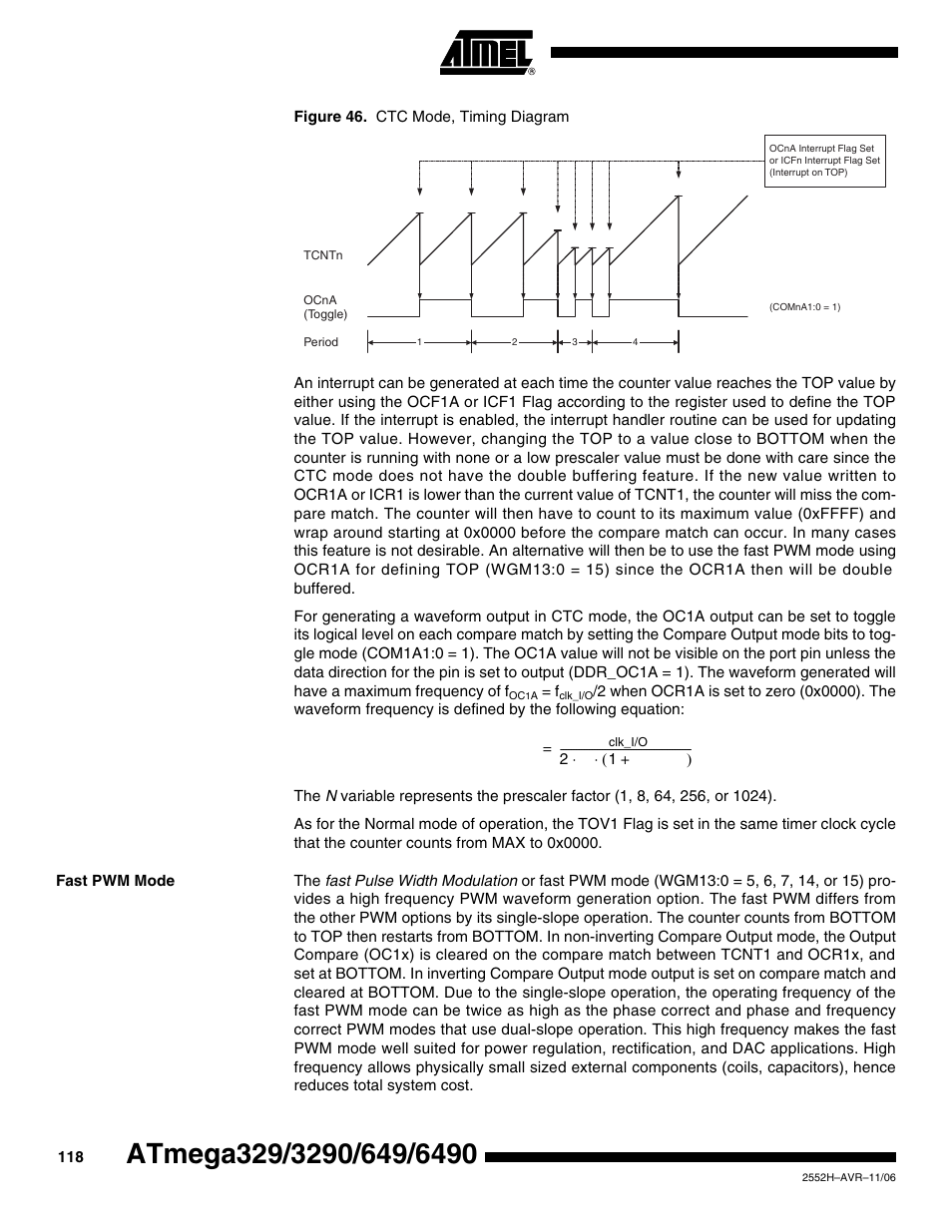 Fast pwm mode | Rainbow Electronics ATmega3290P_V User Manual | Page 118 / 375