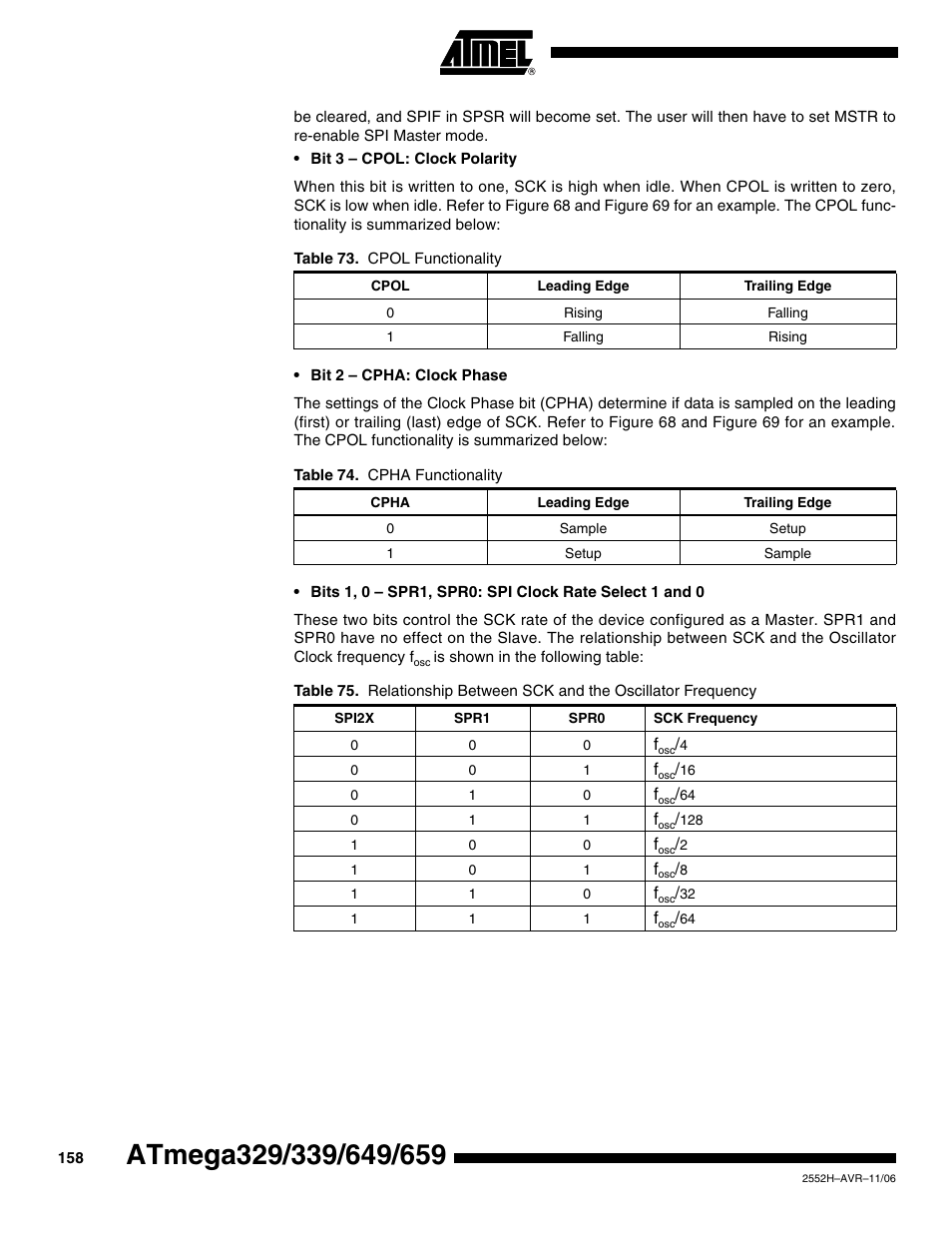 Rainbow Electronics ATmega3290P_V User Manual | Page 158 / 375