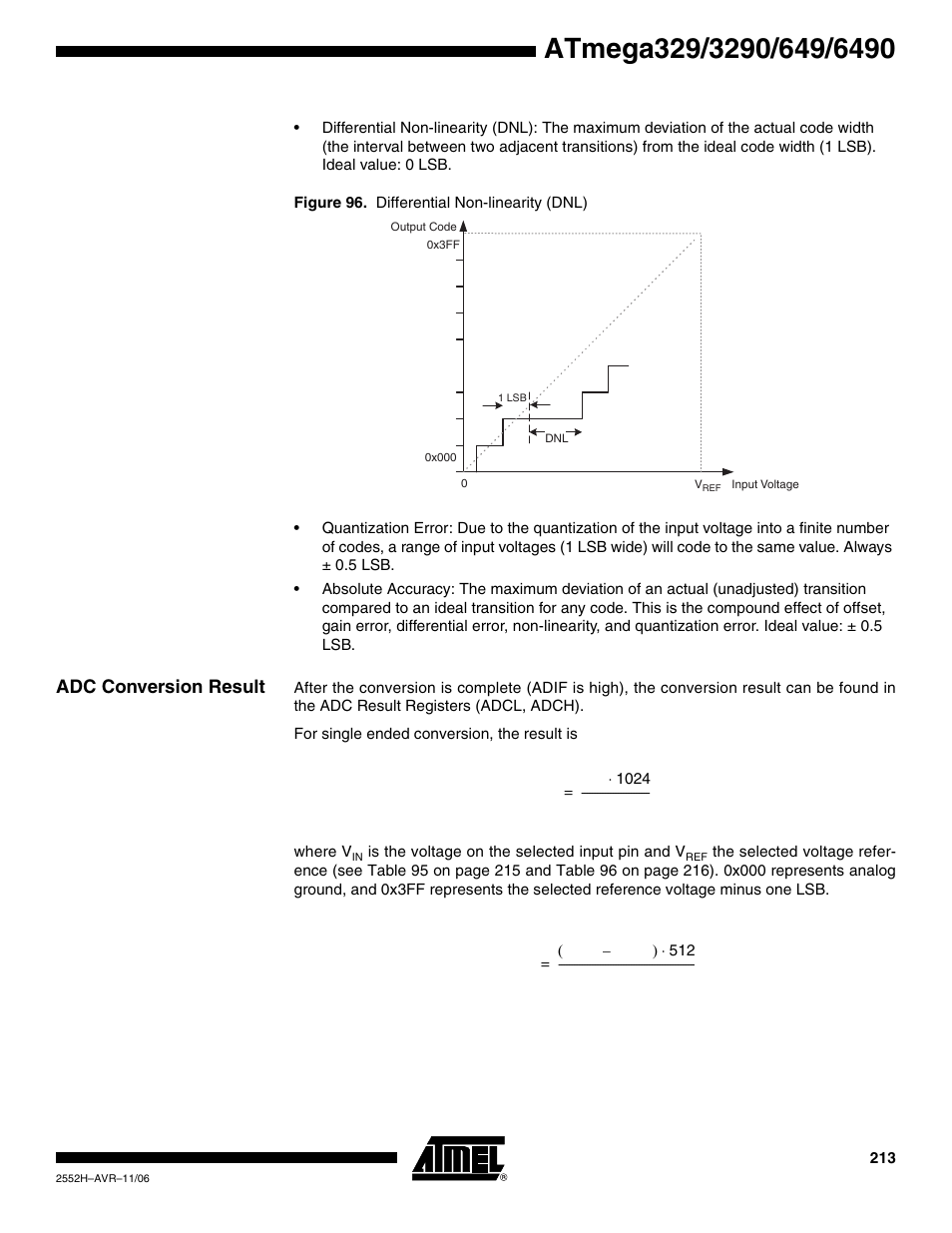 Adc conversion result | Rainbow Electronics ATmega3290P_V User Manual | Page 213 / 375