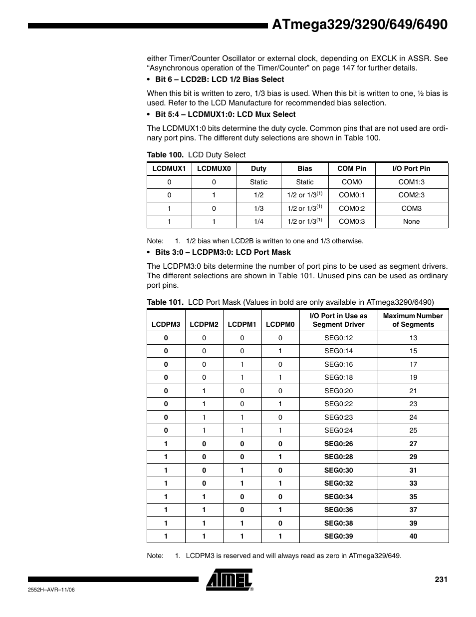 Rainbow Electronics ATmega3290P_V User Manual | Page 231 / 375