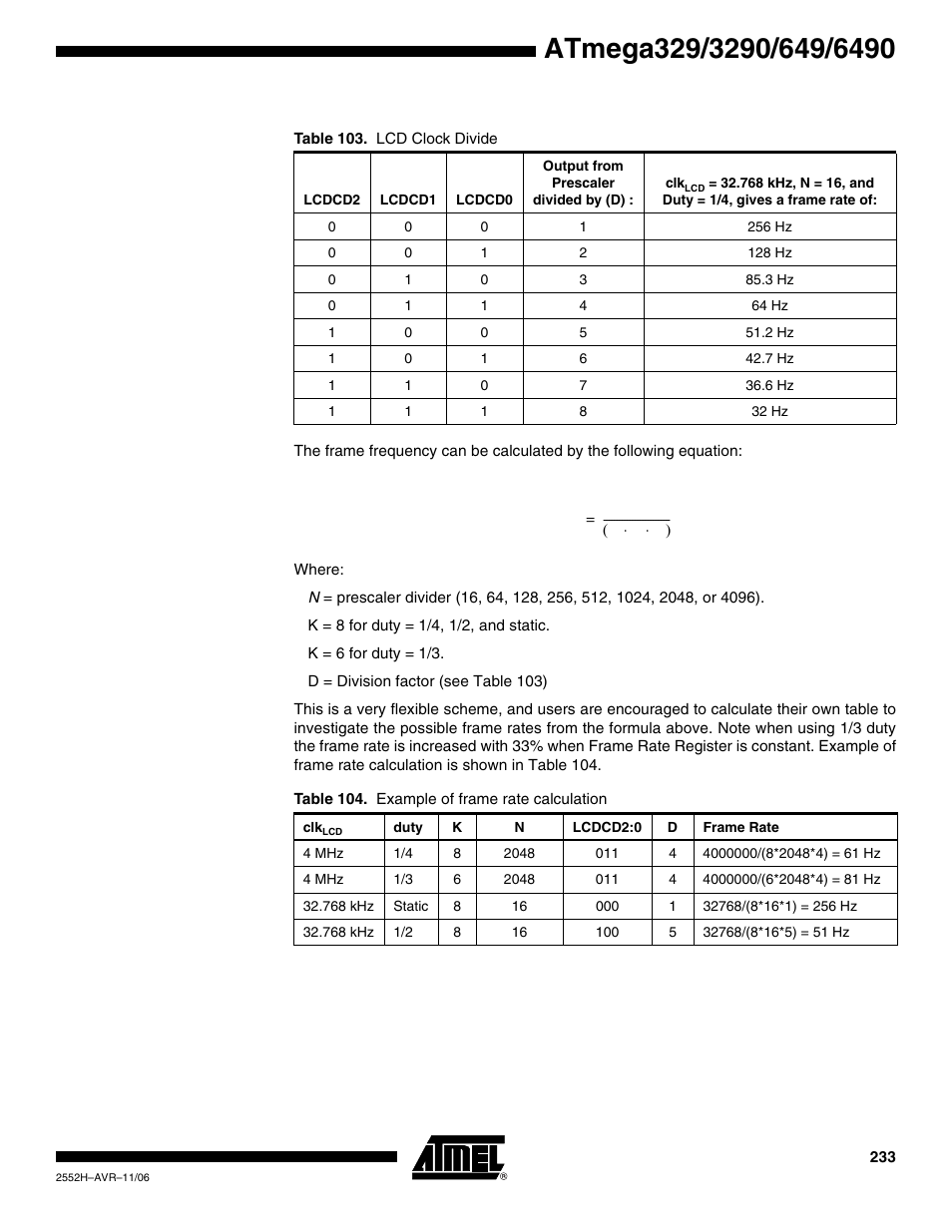 Rainbow Electronics ATmega3290P_V User Manual | Page 233 / 375