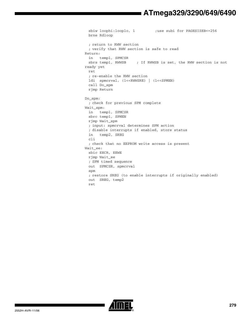 Rainbow Electronics ATmega3290P_V User Manual | Page 279 / 375