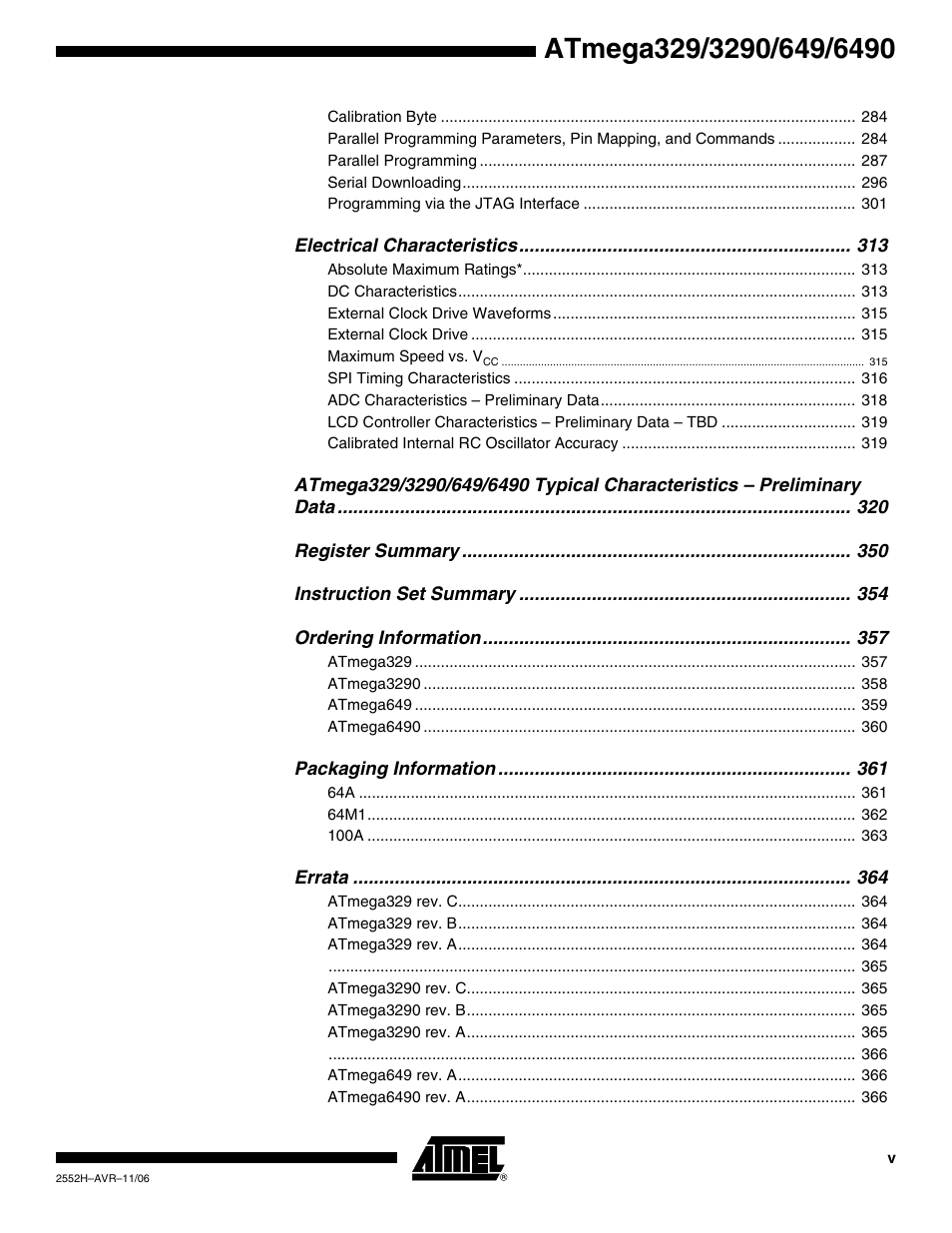 Rainbow Electronics ATmega3290P_V User Manual | Page 373 / 375