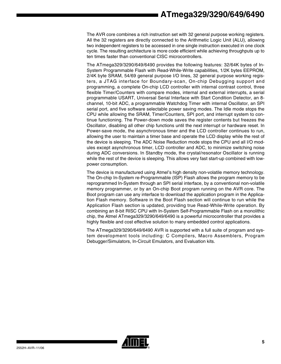 Rainbow Electronics ATmega3290P_V User Manual | Page 5 / 375