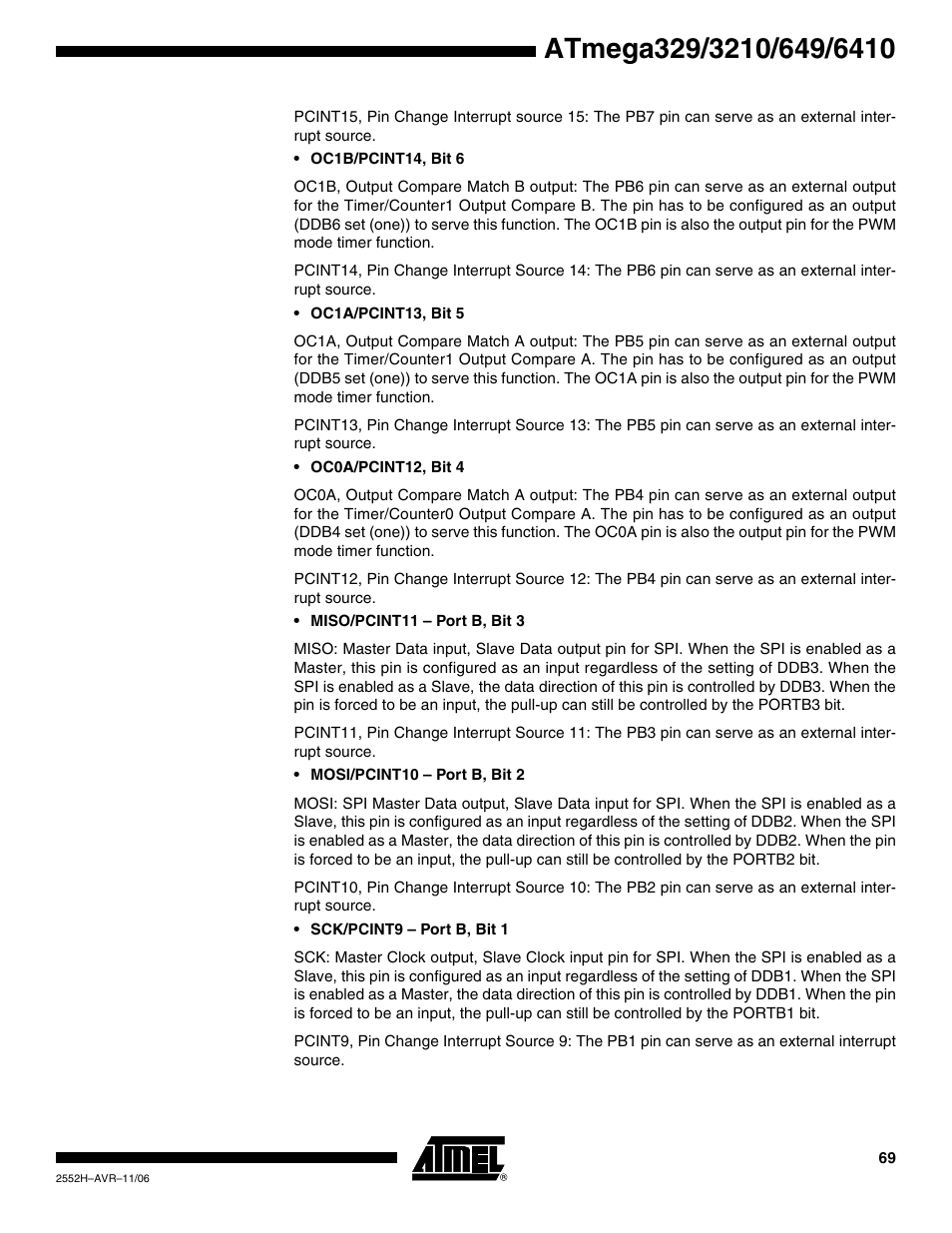 Rainbow Electronics ATmega3290P_V User Manual | Page 69 / 375