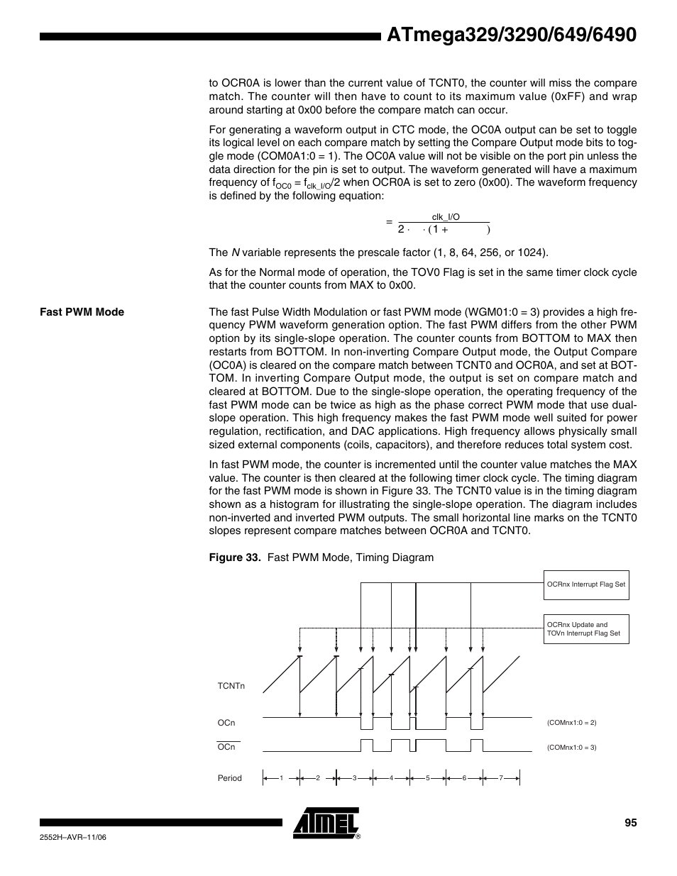 Fast pwm mode | Rainbow Electronics ATmega3290P_V User Manual | Page 95 / 375
