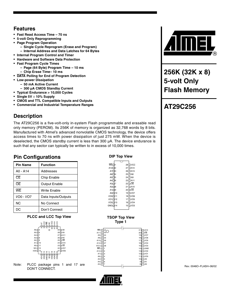 Rainbow Electronics AT29C256 User Manual | 18 pages