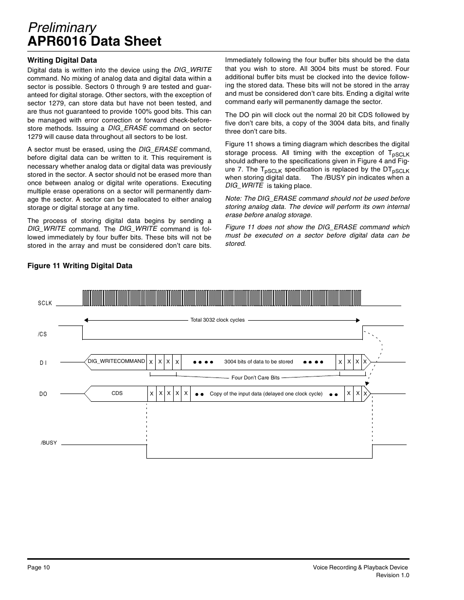 Preliminary apr6016 data sheet | Rainbow Electronics APR6016 User Manual | Page 10 / 23