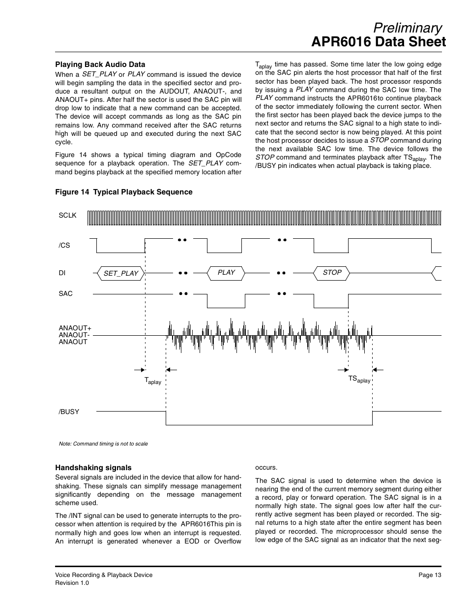 Preliminary apr6016 data sheet | Rainbow Electronics APR6016 User Manual | Page 13 / 23