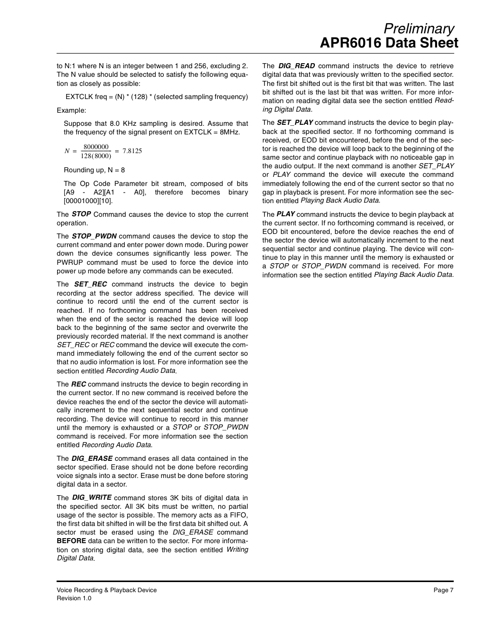 Preliminary apr6016 data sheet | Rainbow Electronics APR6016 User Manual | Page 7 / 23