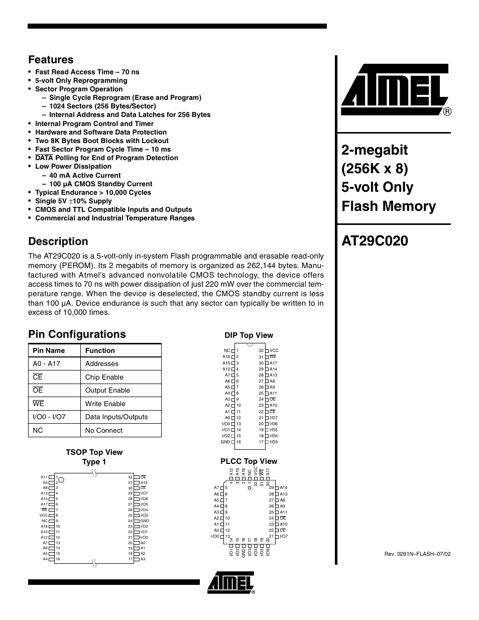 Rainbow Electronics AT29C020 User Manual | 17 pages