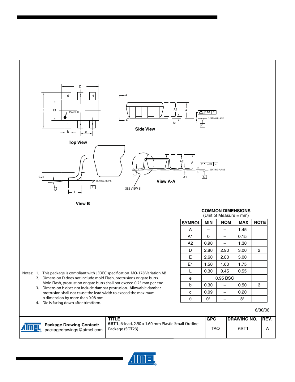 Packaging information, 1 6st1 | Rainbow Electronics ATtiny10 User Manual | Page 157 / 166