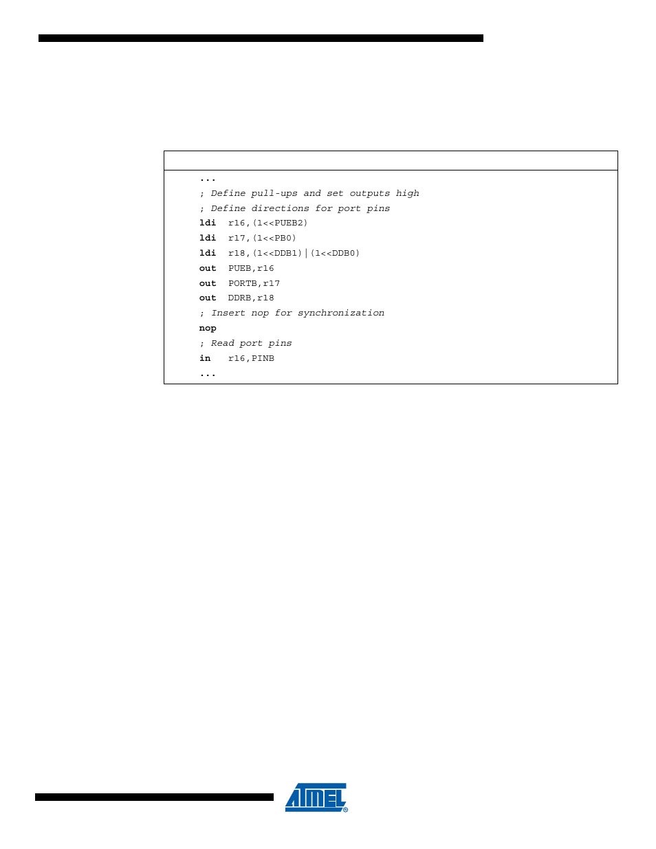 7 program example, 3 alternate port functions, Alternate port | Refer to the individual module sectio | Rainbow Electronics ATtiny10 User Manual | Page 45 / 166