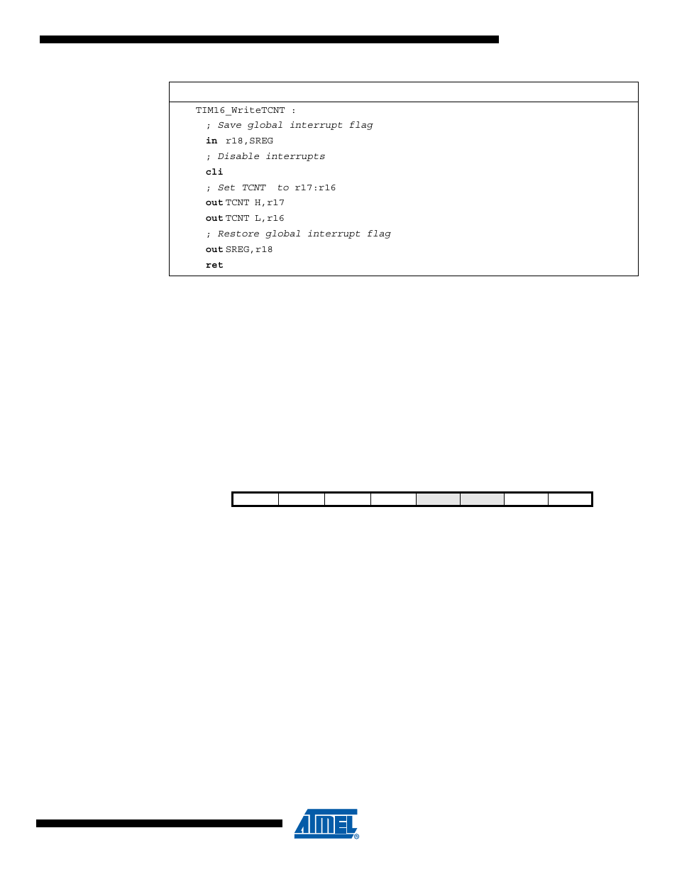 1 reusing the temporary high byte register, 11 register description, 1 tccr0a – timer/counter0 control register a | Rainbow Electronics ATtiny10 User Manual | Page 73 / 166