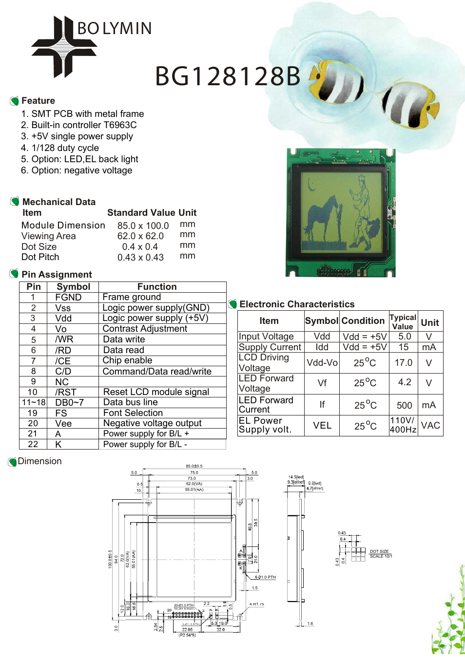Rainbow Electronics BG128128B User Manual | 1 page