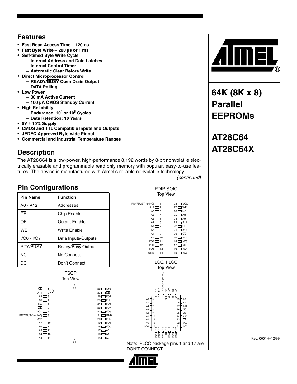 Rainbow Electronics AT28C64X User Manual | 12 pages