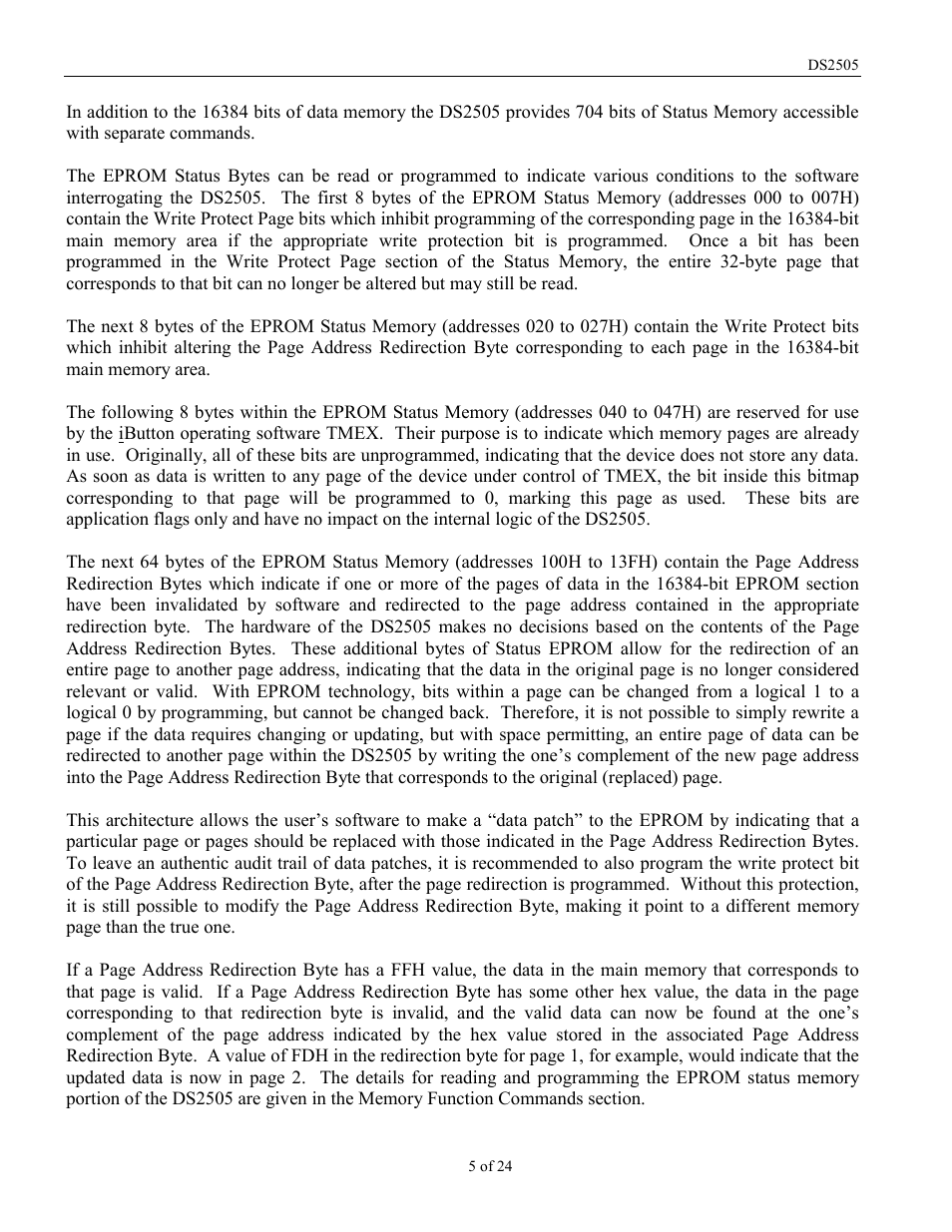 Rainbow Electronics DS2505 User Manual | Page 5 / 24