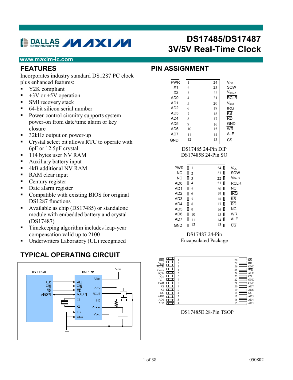 Rainbow Electronics DS17487 User Manual | 38 pages