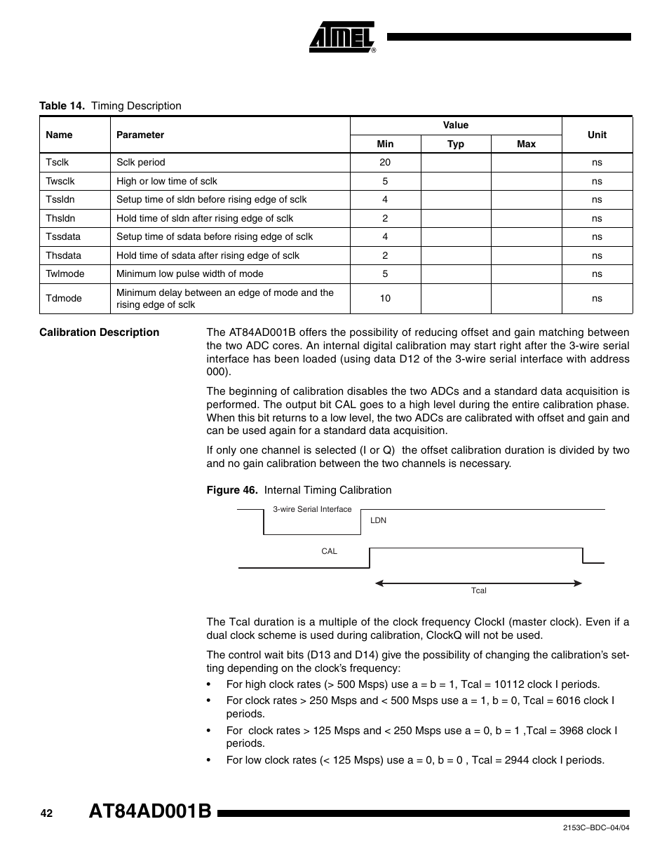 Calibration description | Rainbow Electronics AT84AD001B User Manual | Page 42 / 60
