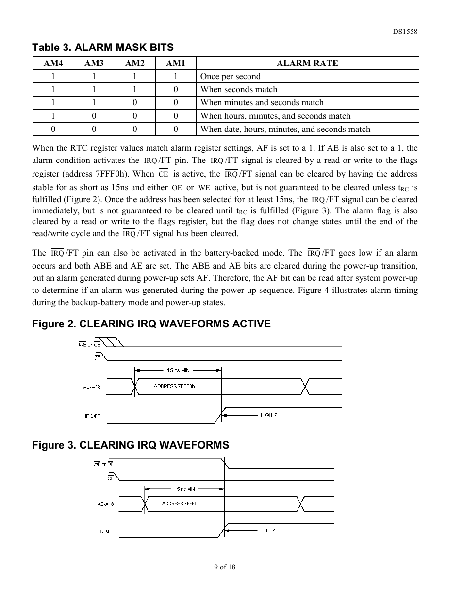 Table 3. alarm mask bits | Rainbow Electronics DS1558Y User Manual | Page 9 / 18