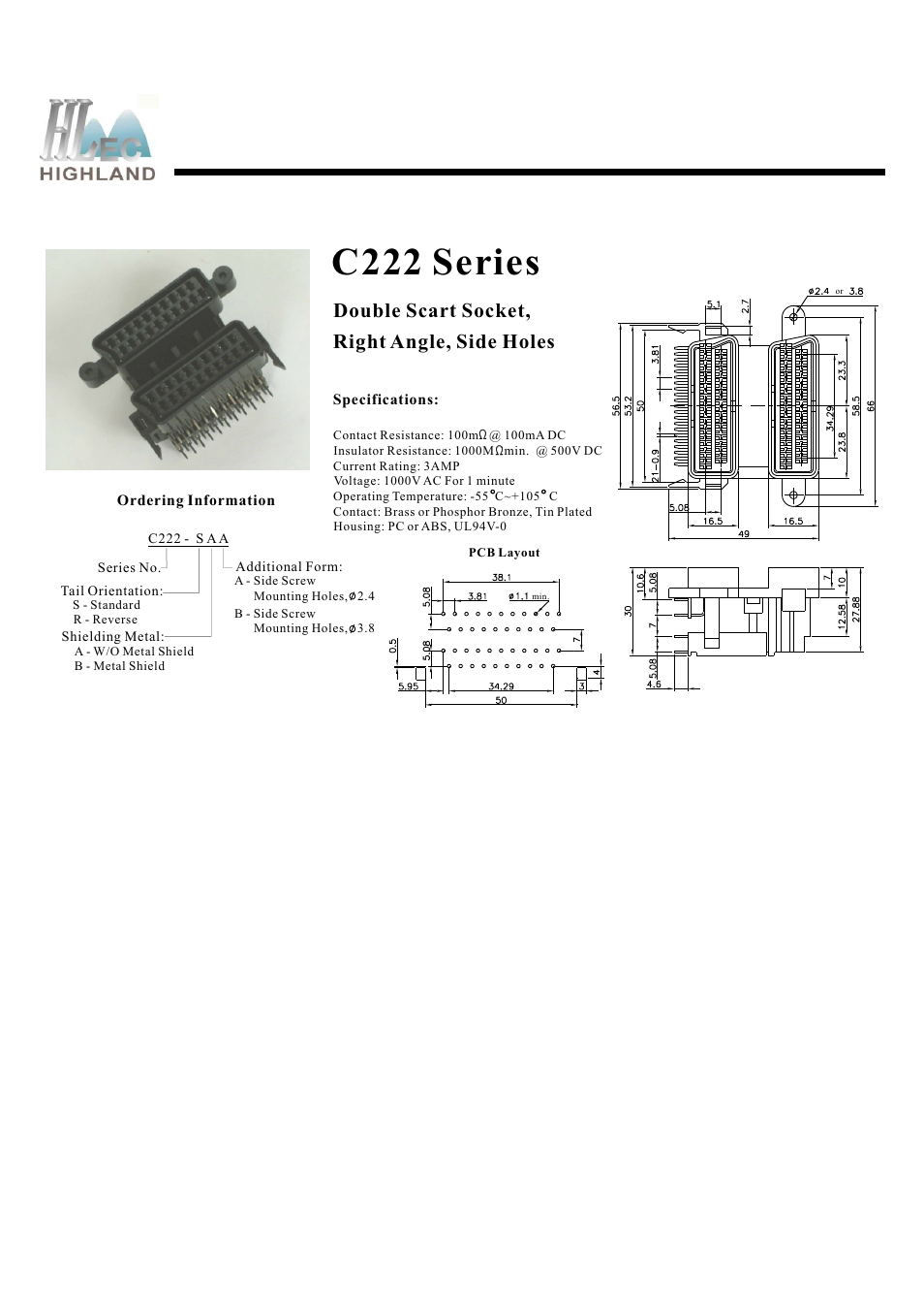 Rainbow Electronics C222 Series User Manual | 1 page
