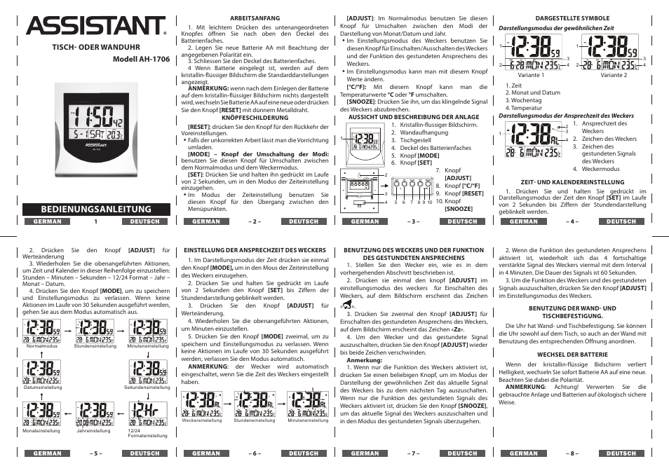 Bedienungsanleitung | ASSISTANT AH-1706 User Manual | Page 3 / 4