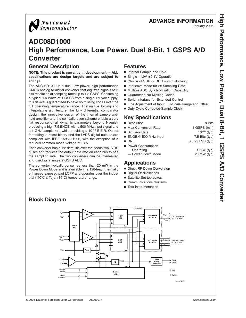 Rainbow Electronics ADC08D1000 User Manual | 32 pages